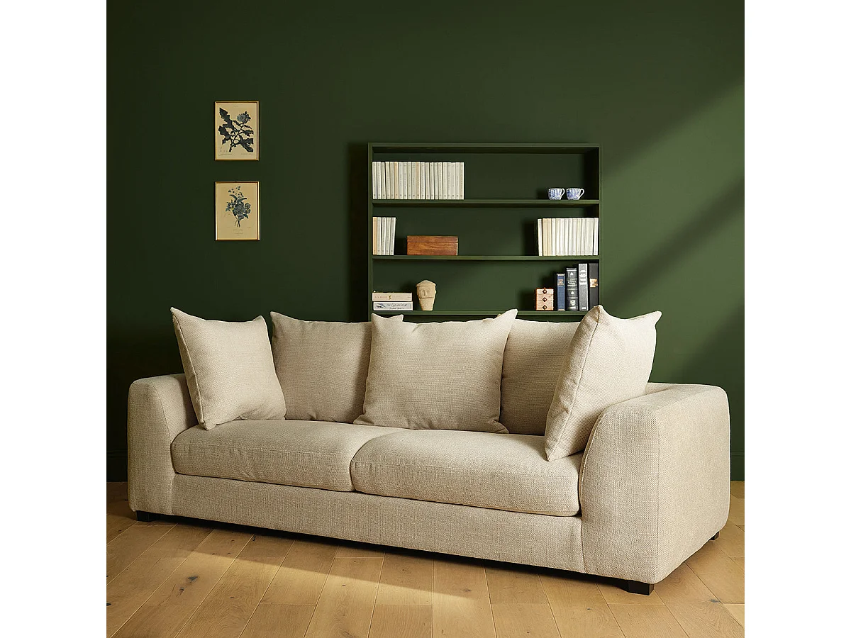 Canapé 4 places en tissu texturé beige