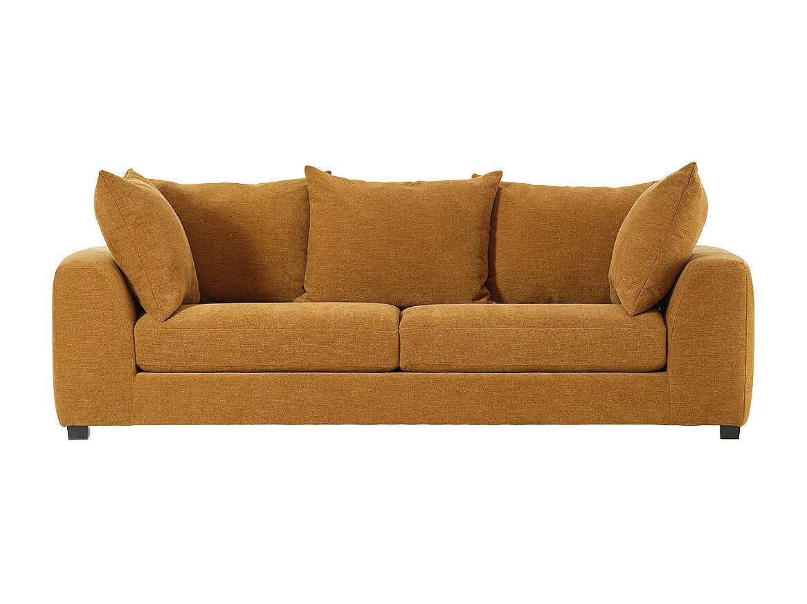 Canapé droit 4 places en tissu effet lin bronze