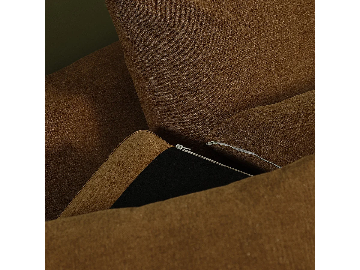 Canapé droit 4 places en tissu effet lin bronze