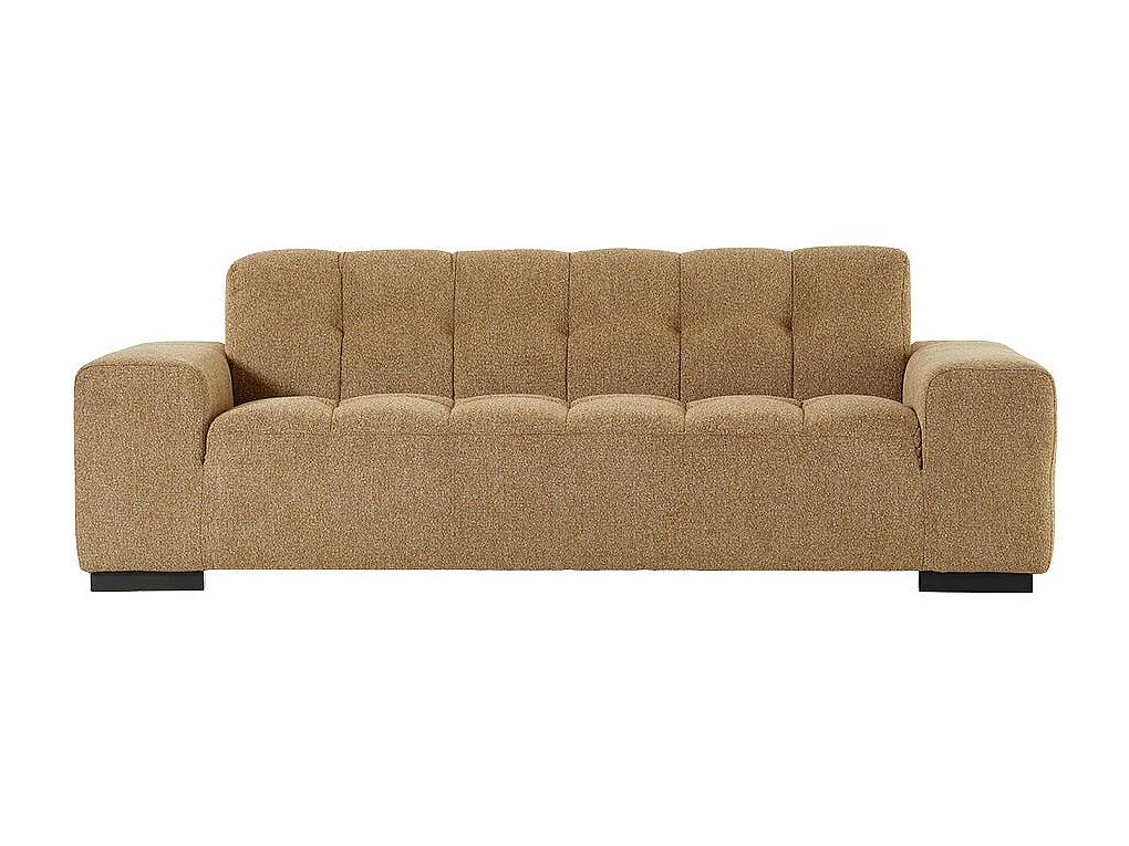 Canapé droit 3 places en tissu texturé marron clair chiné