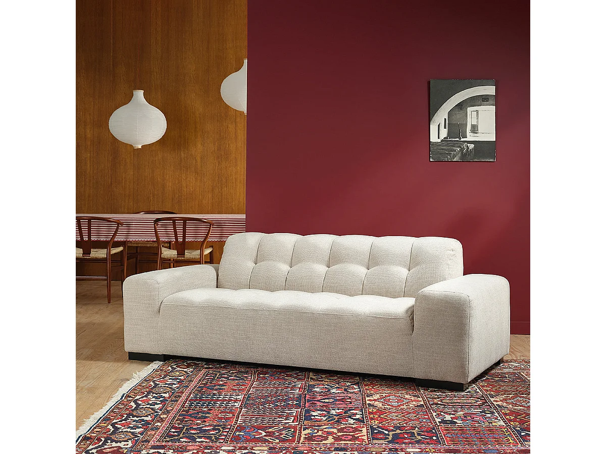 Canapé 3 places en tissu texturé beige
