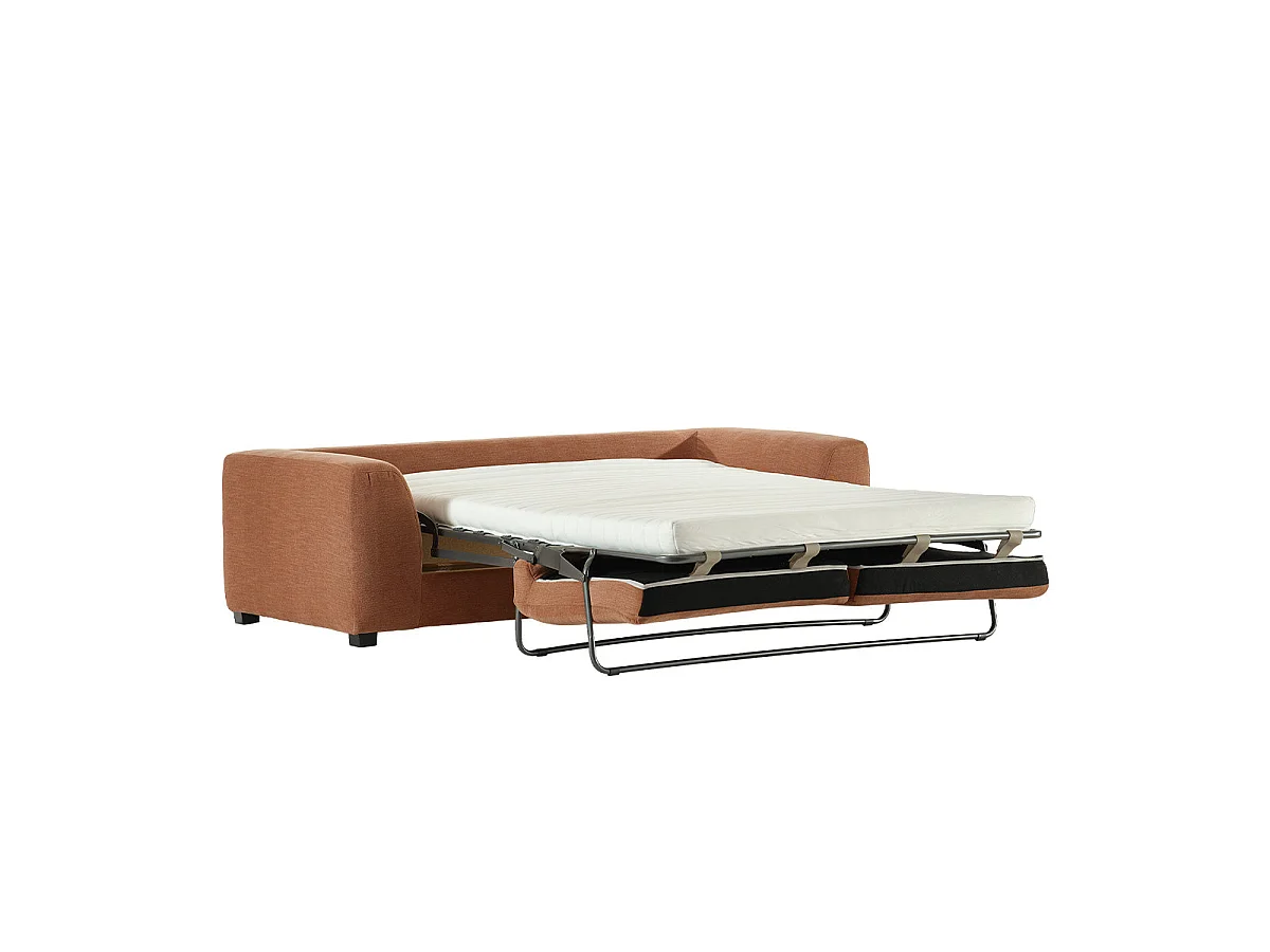 Divano trasformabile a 3 posti in tessuto terracotta
