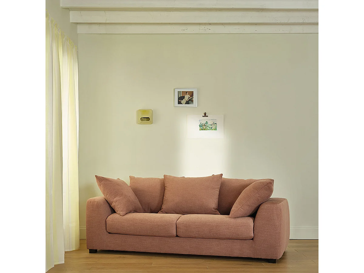 Divano trasformabile a 3 posti in tessuto terracotta