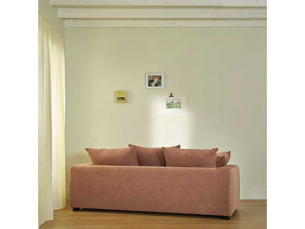 Divano trasformabile a 3 posti in tessuto terracotta