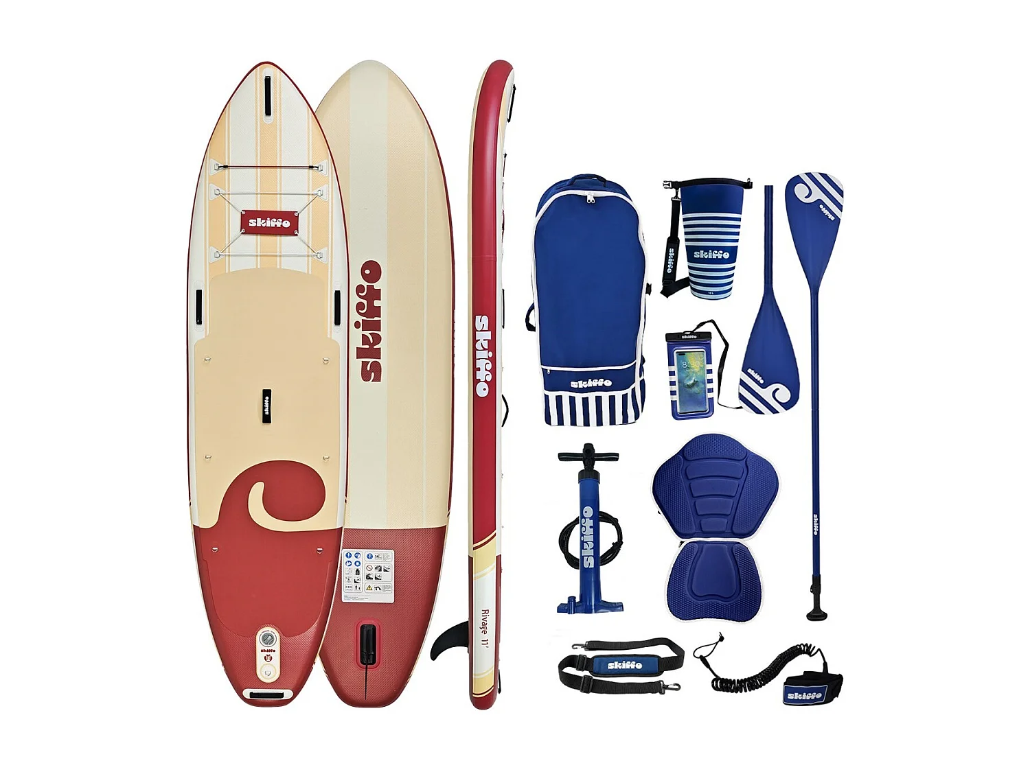 Skiffo Rivage Lava 11' – SUP Gonflable 2-en-1 Kayak Complet - 335x86x15cm - Max 160 kg - Stable & Polyvalent - Design unique