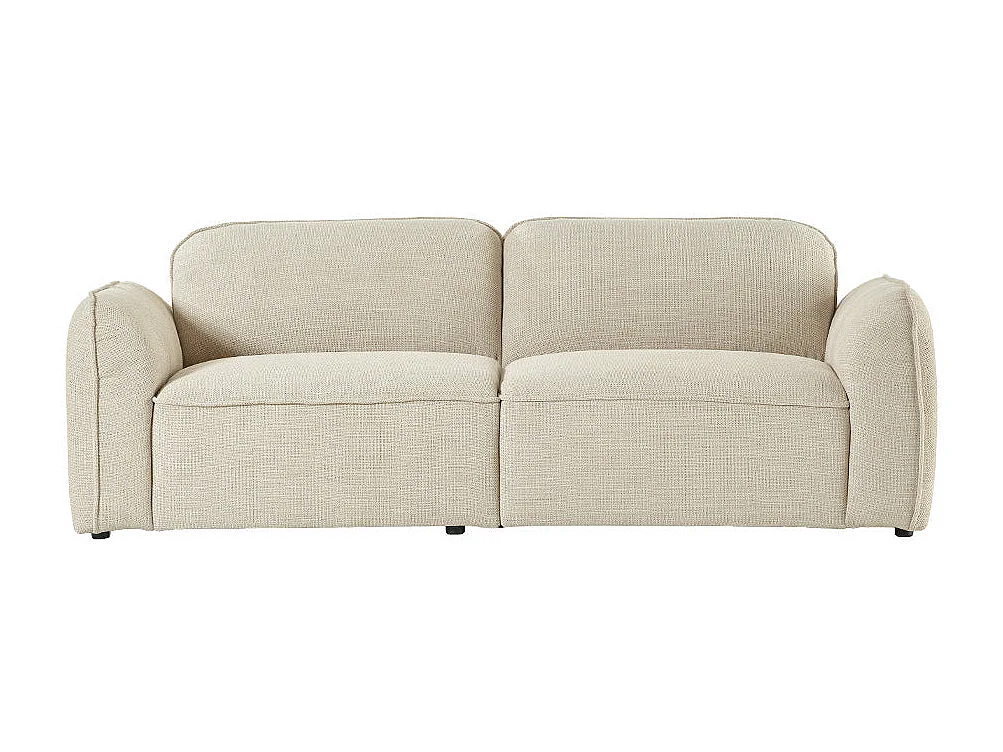Canapé droit 3 places en tissu texturé beige chiné