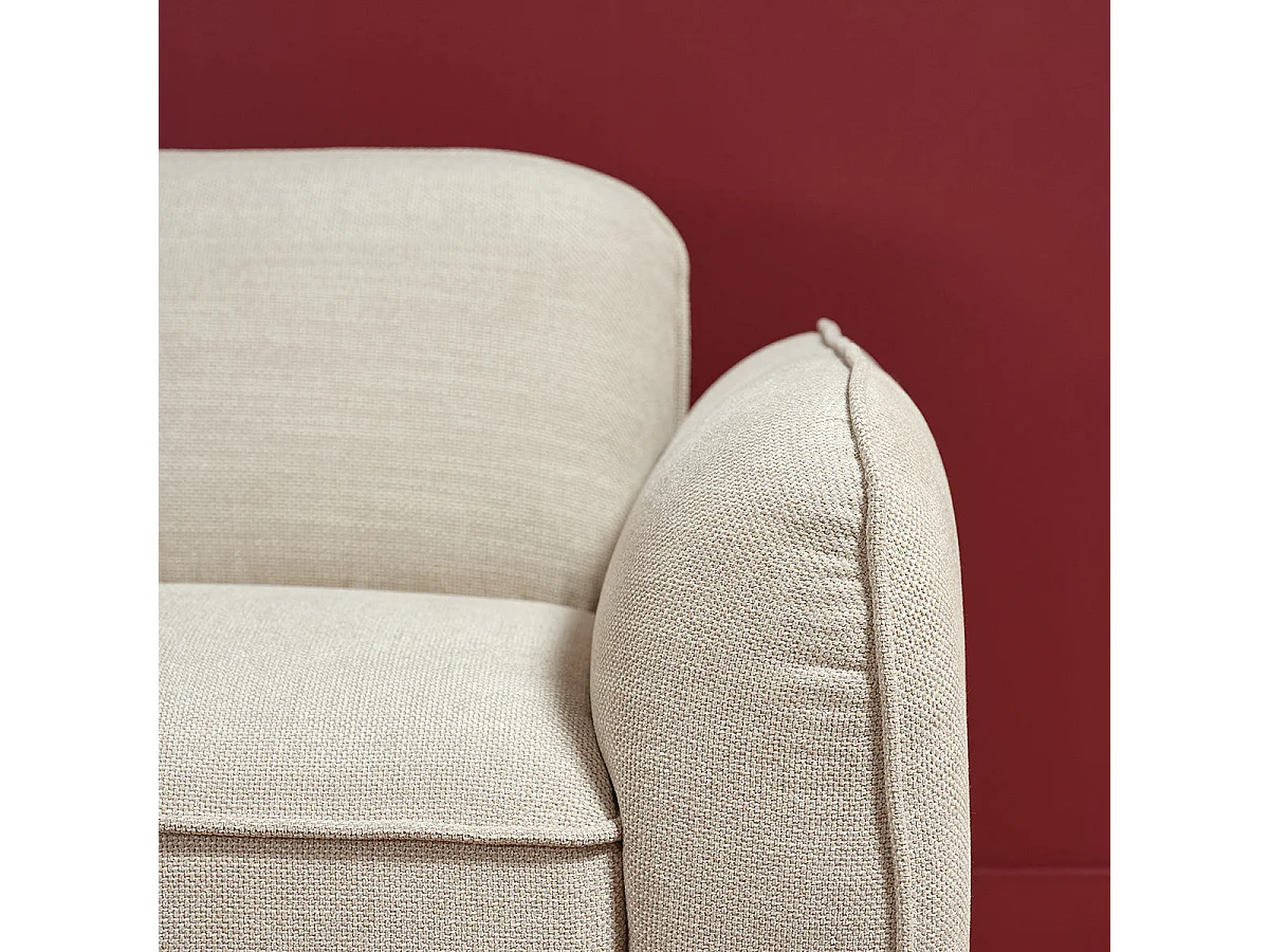Canapé droit 3 places en tissu texturé beige chiné