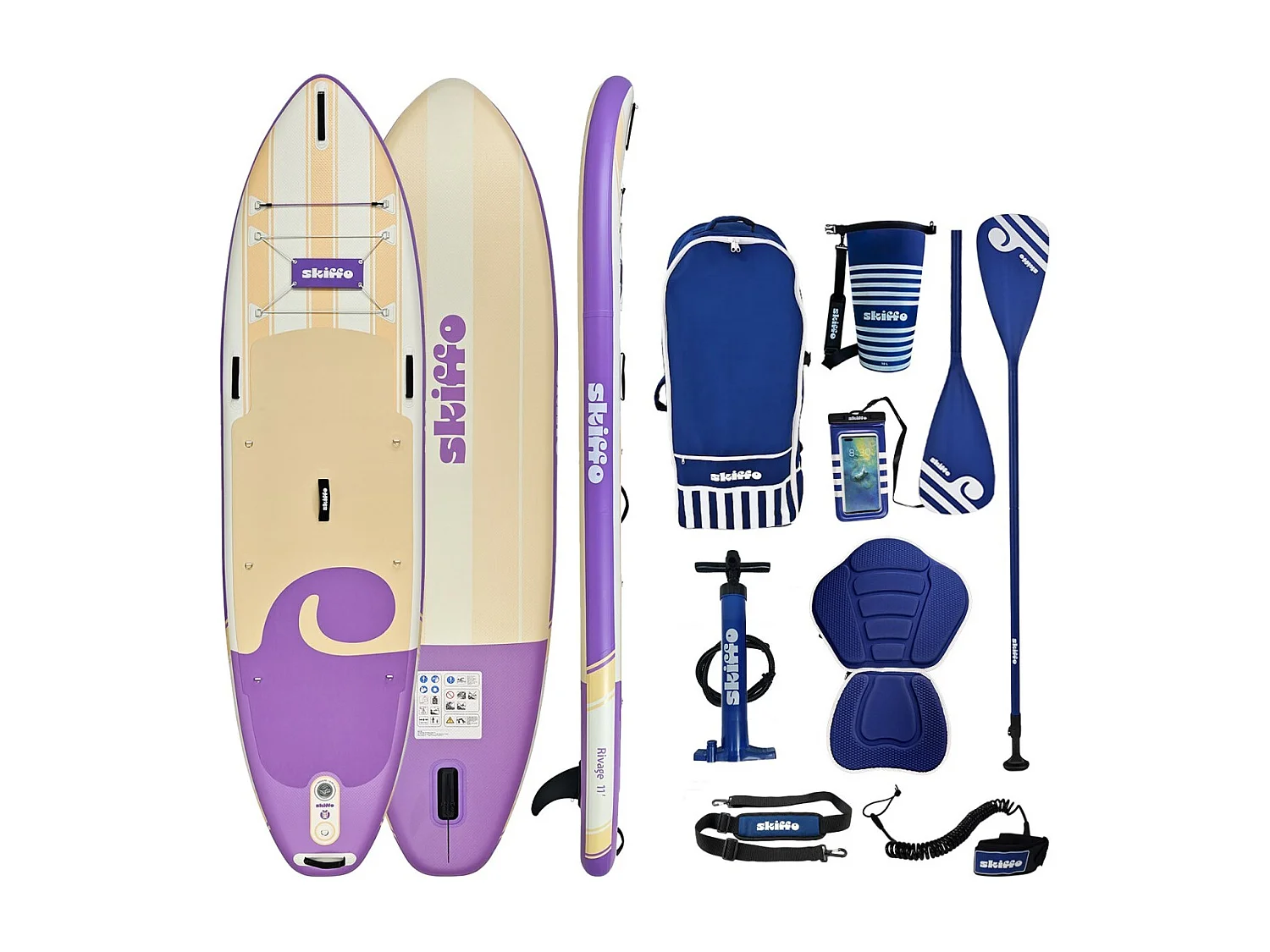 Skiffo Rivage Parma 11' – SUP Gonflable 2-en-1 Kayak Complet - 335x86x15cm - Max 160 kg - Stable & Polyvalent - Design unique