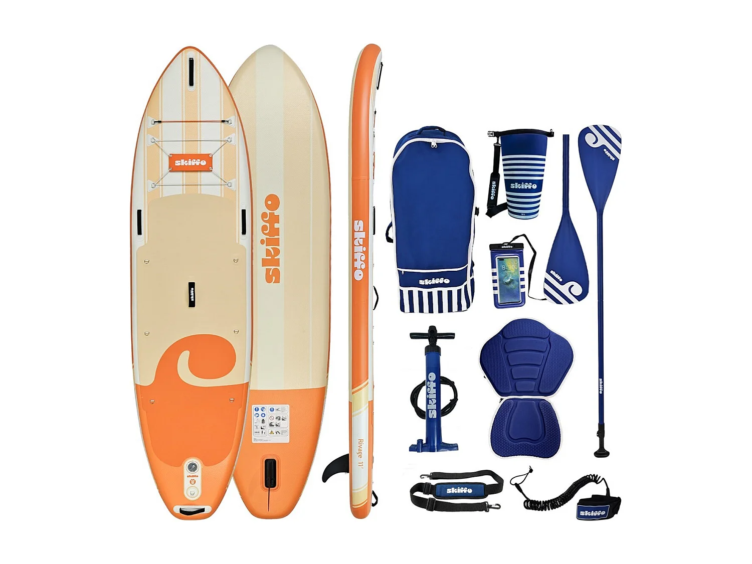Skiffo Rivage Coral 11' – SUP Gonflable 2-en-1 Kayak Complet - 335x86x15cm - Max 160 kg - Stable & Polyvalent - Design unique
