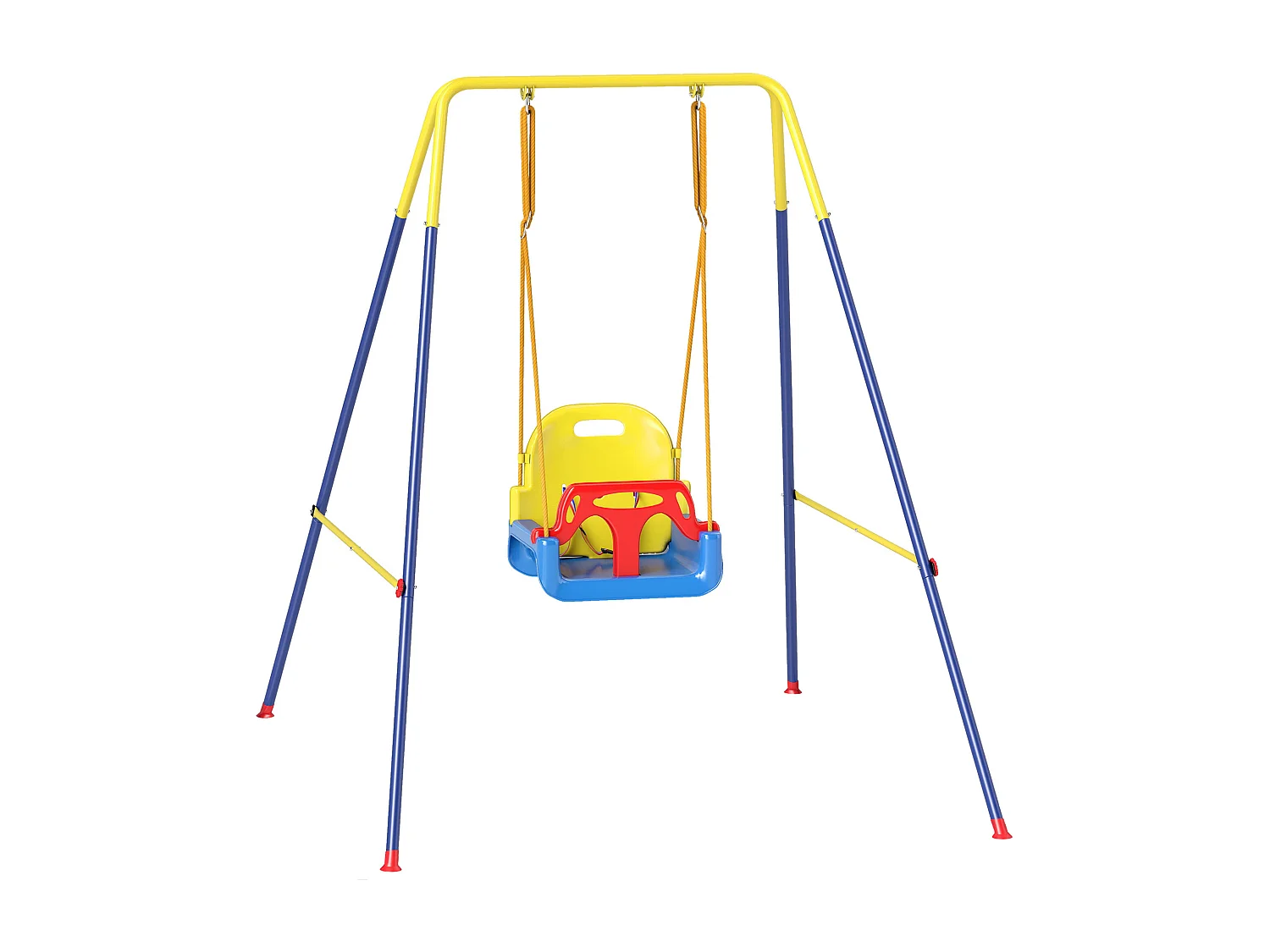 Balançoire évolutive 3 phases acier jaune bleu