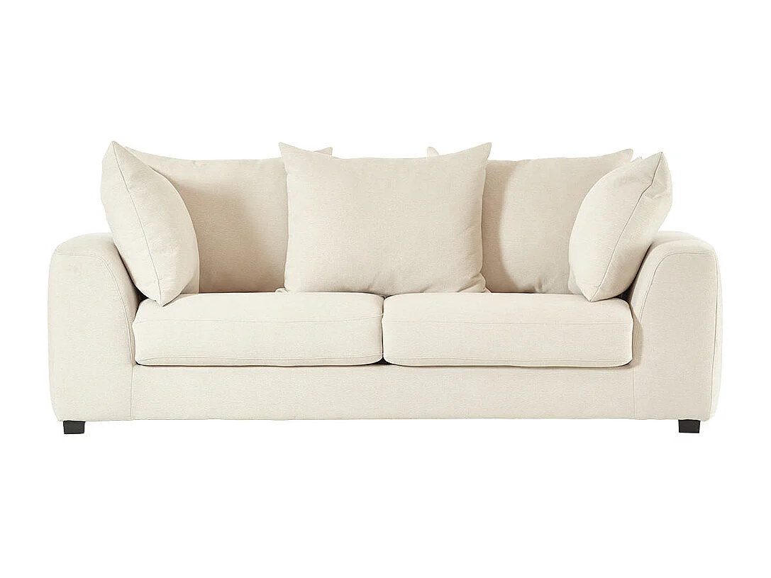 Canapé droit convertible 3 places en tissu effet lin écru