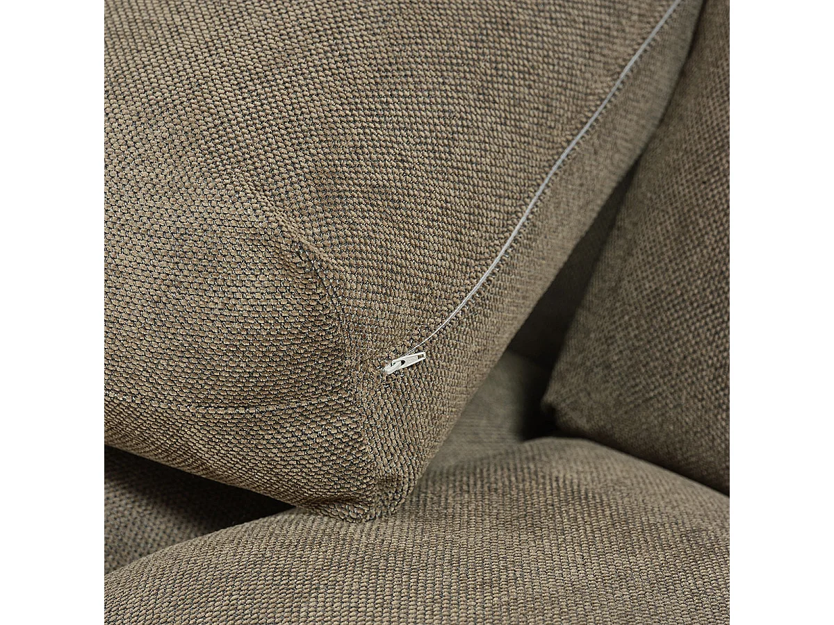 Canapé droit 3 places en tissu texturé kaki