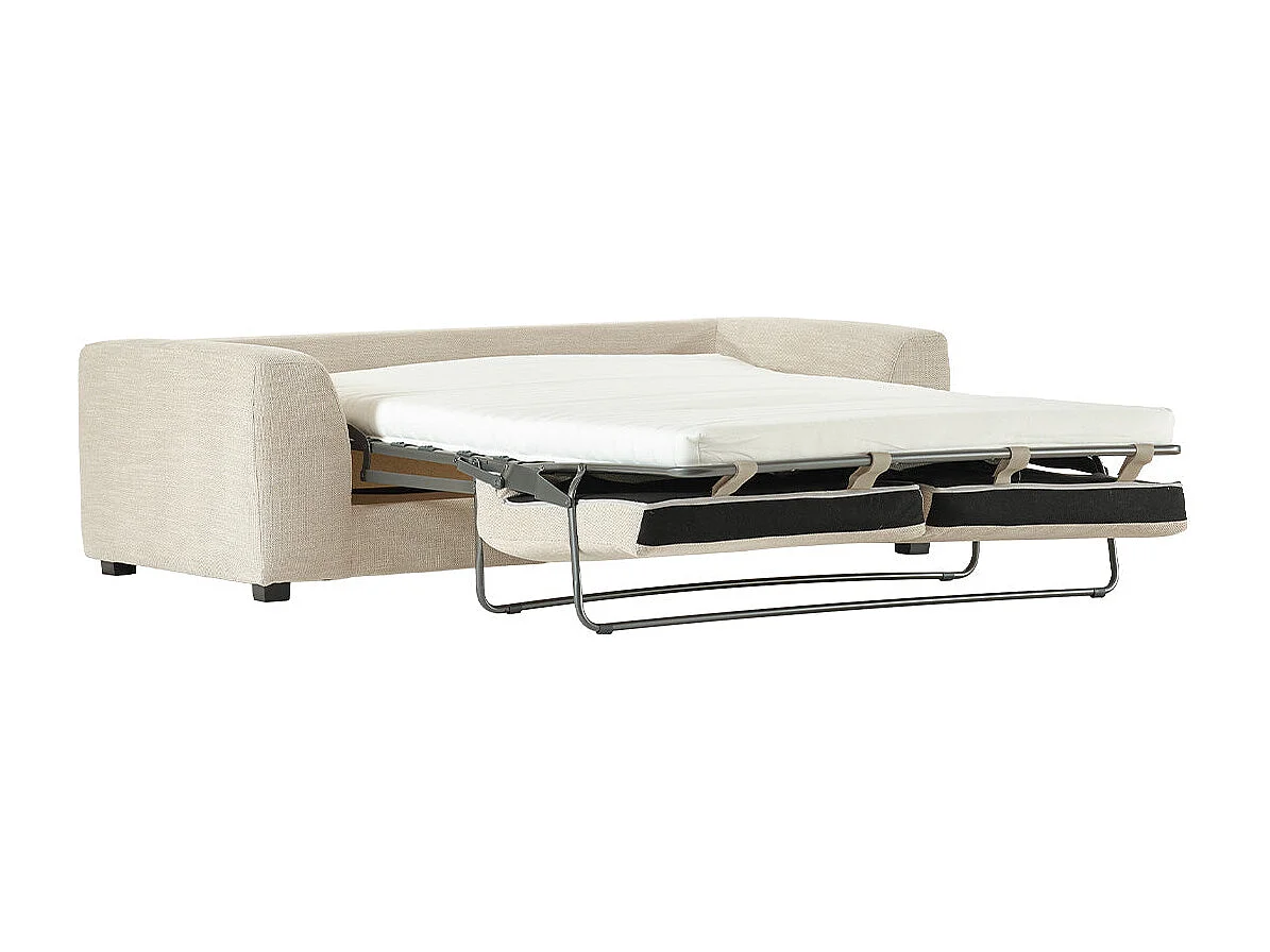 Divano lineare trasformabile a 3 posti in tessuto testurizzato beige