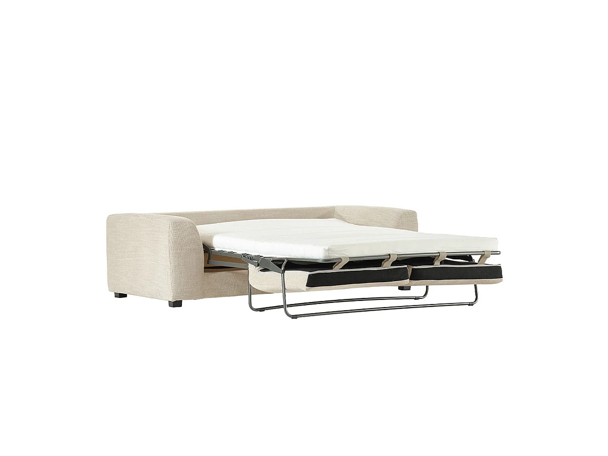 Divano trasformabile a 3 posti in tessuto testurizzato beige