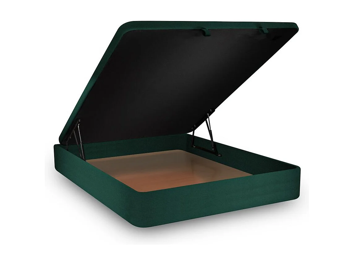 Lit coffre 160x200cm avec tête de lit lignes Velours Vert - Hauteur totale : 39cm