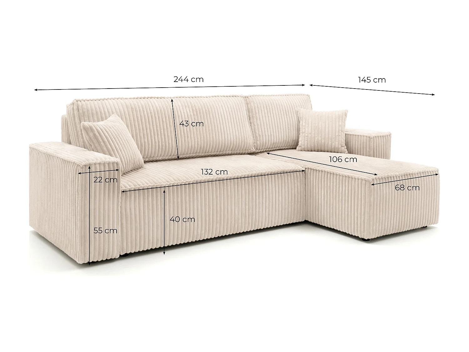Canapé d'angle convertible 4 places réversible en velours terracotta FARAH