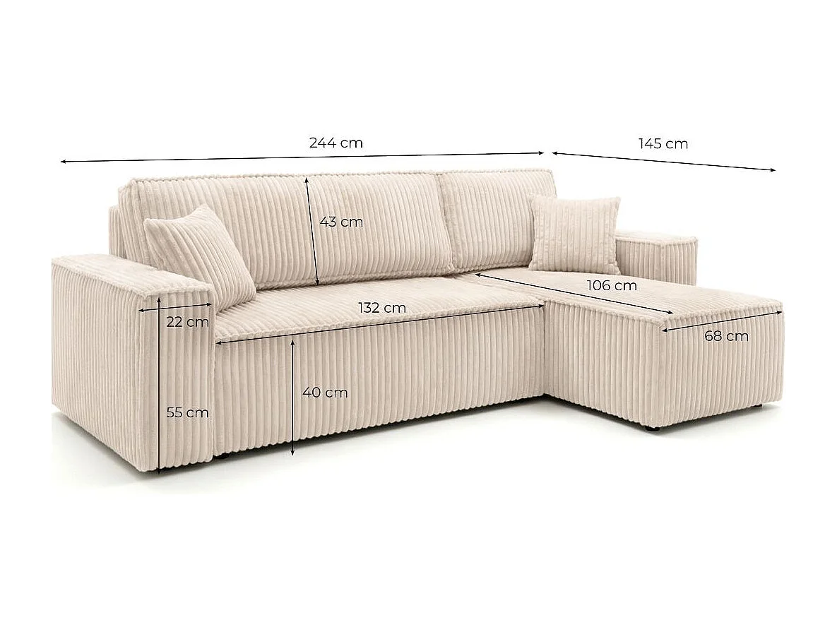 Canapé d'angle convertible 4 places réversible en velours terracotta FARAH