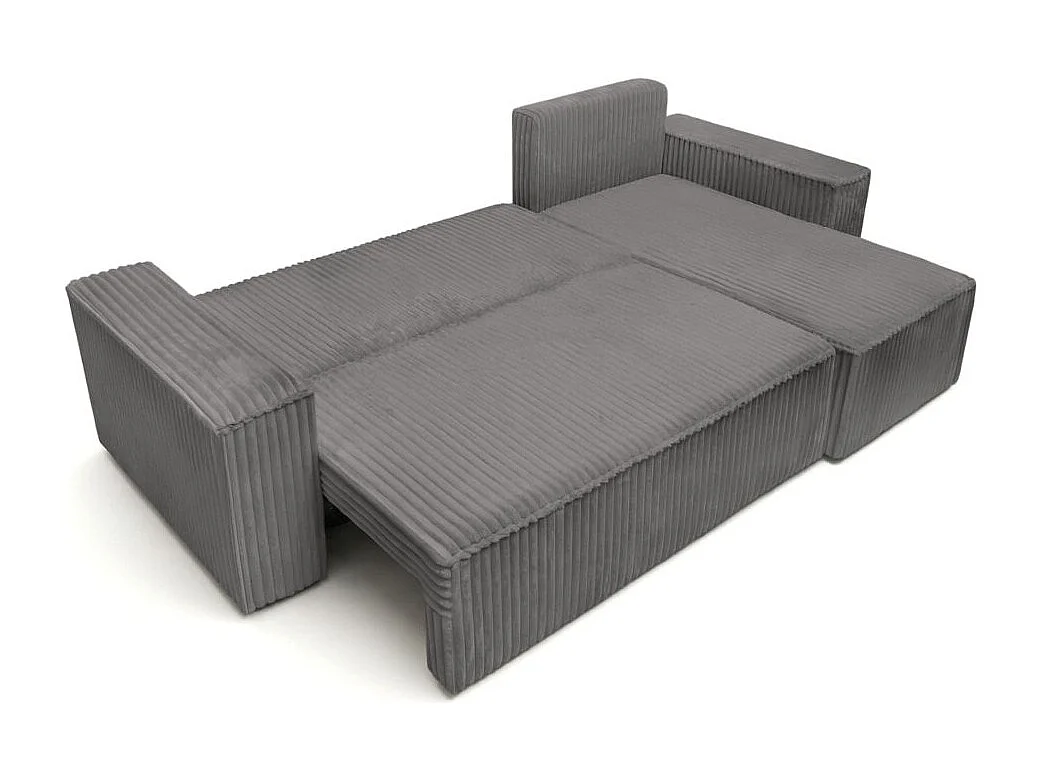 Canapé d'angle convertible 4 places réversible en velours gris anthracite FARAH