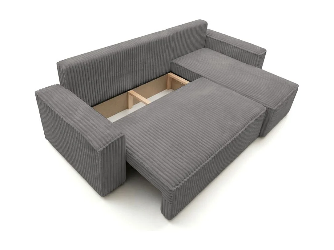 Canapé d'angle convertible 4 places réversible en velours gris anthracite FARAH