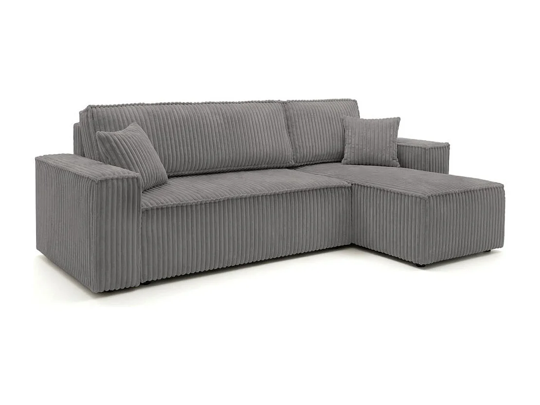 Canapé d'angle convertible 4 places réversible en velours gris anthracite FARAH