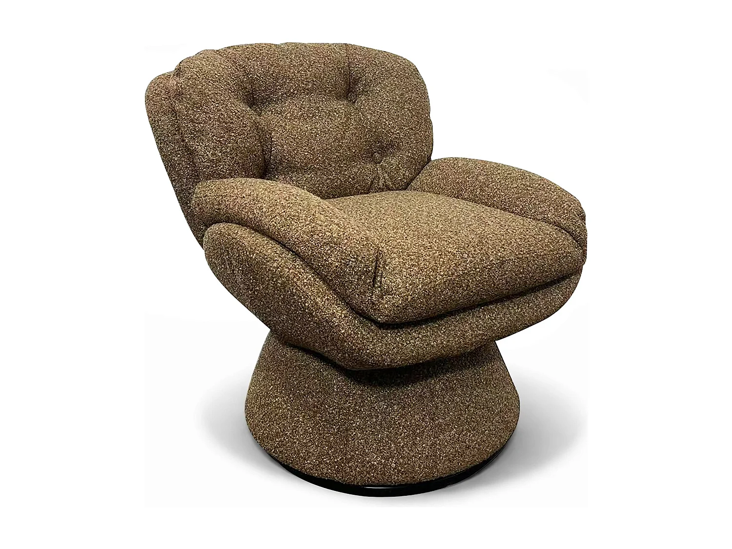 Now's Home - Fauteuil Pivotant En Tissu Chiné Marron 80x69x77.5 Gustave