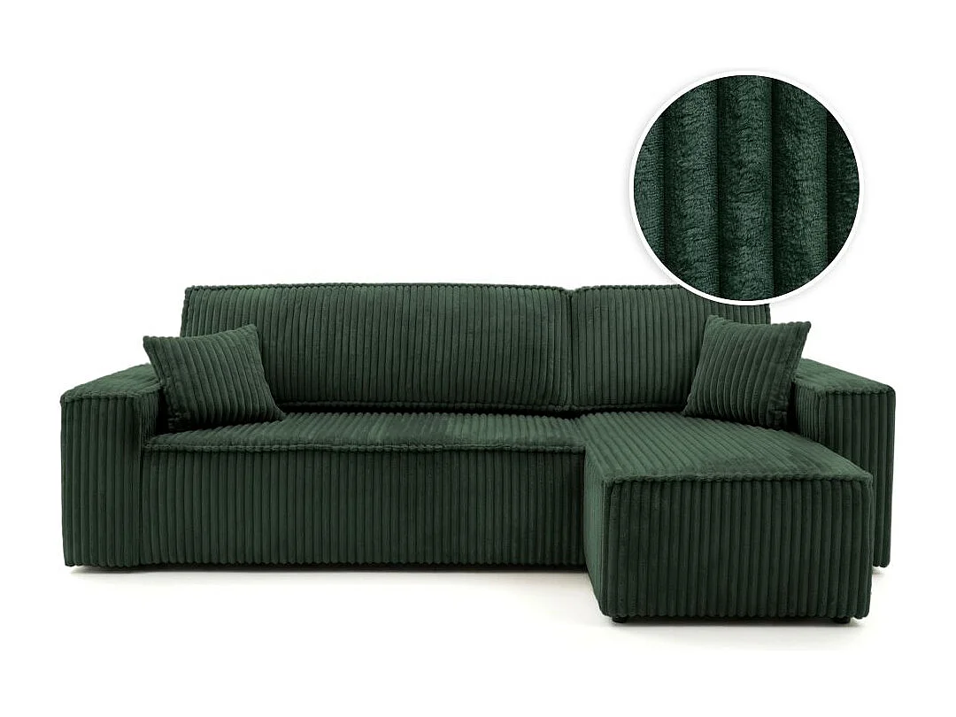 Canapé d'angle convertible 4 places réversible en velours vert FARAH