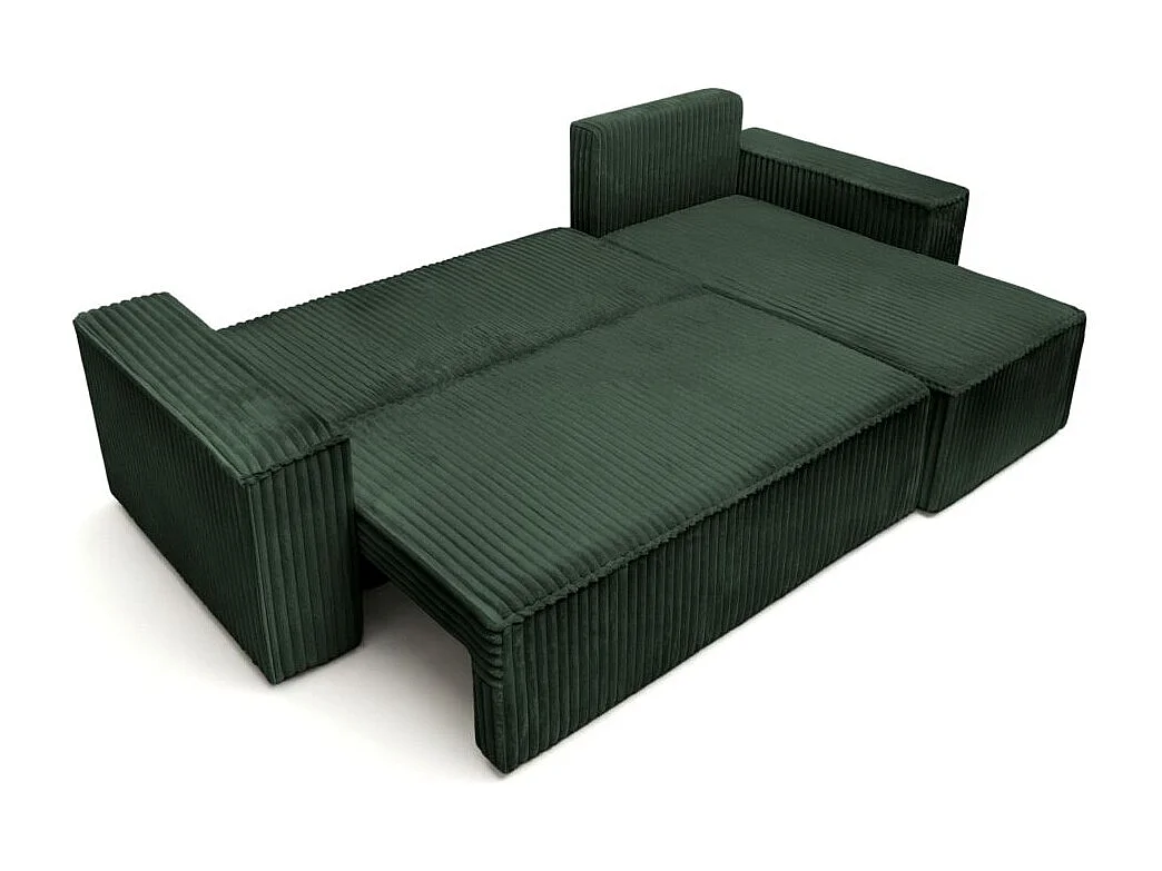 Canapé d'angle convertible 4 places réversible en velours vert FARAH
