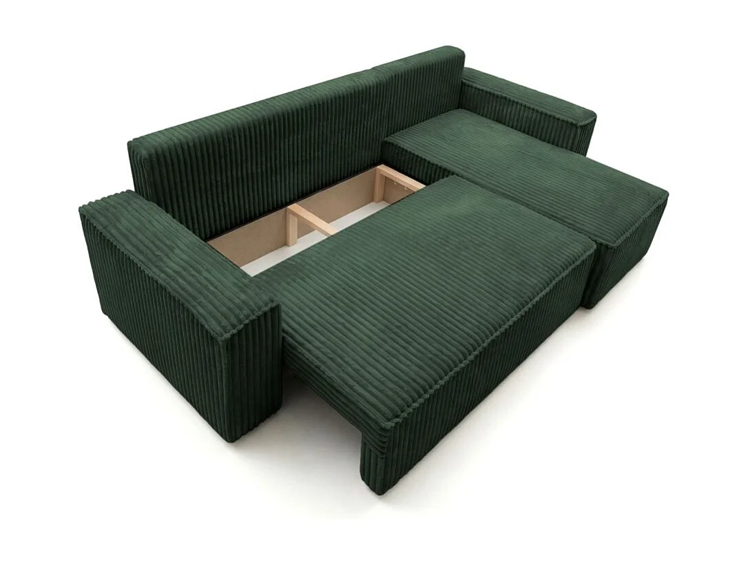 Canapé d'angle convertible 4 places réversible en velours vert FARAH
