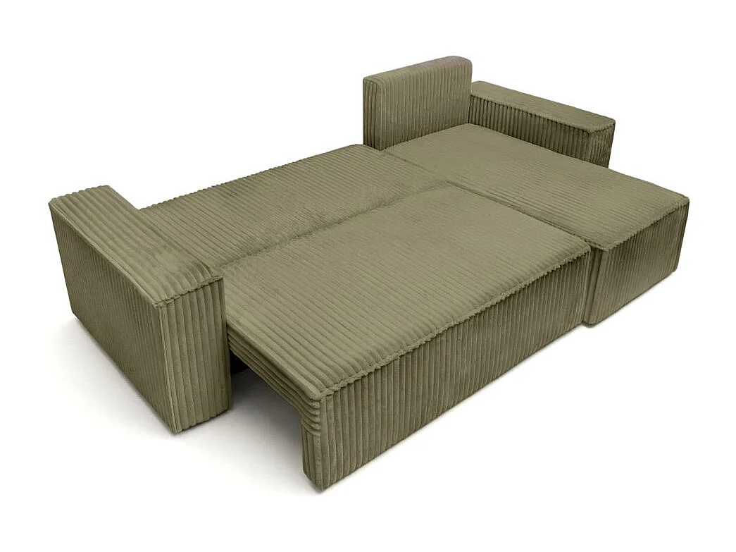 Canapé d'angle convertible 4 places réversible en velours vert FARAH