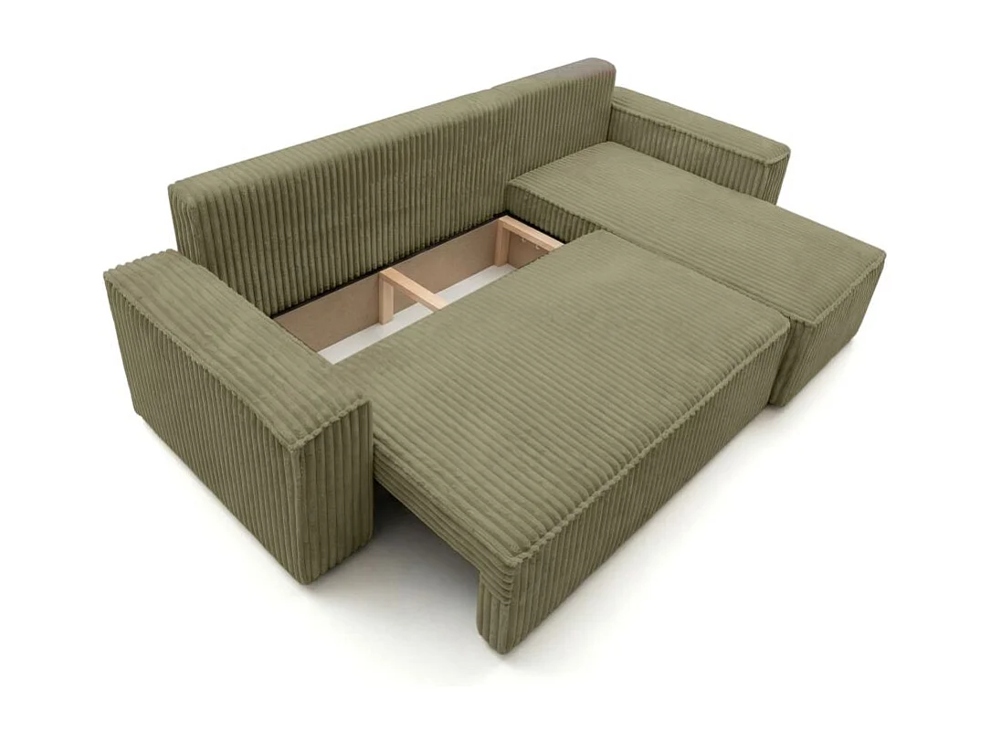 Canapé d'angle convertible 4 places réversible en velours vert FARAH