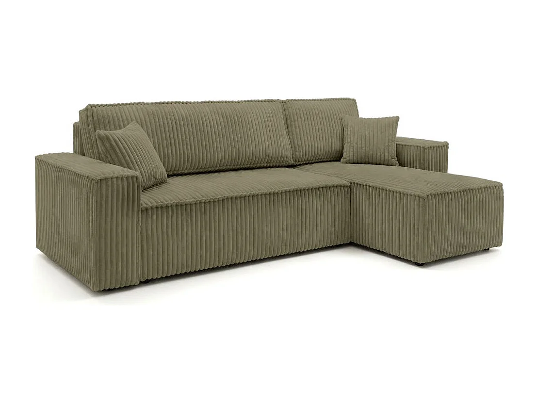 Canapé d'angle convertible 4 places réversible en velours vert FARAH