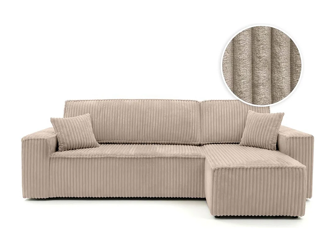 Canapé d'angle convertible 4 places réversible en velours taupe FARAH