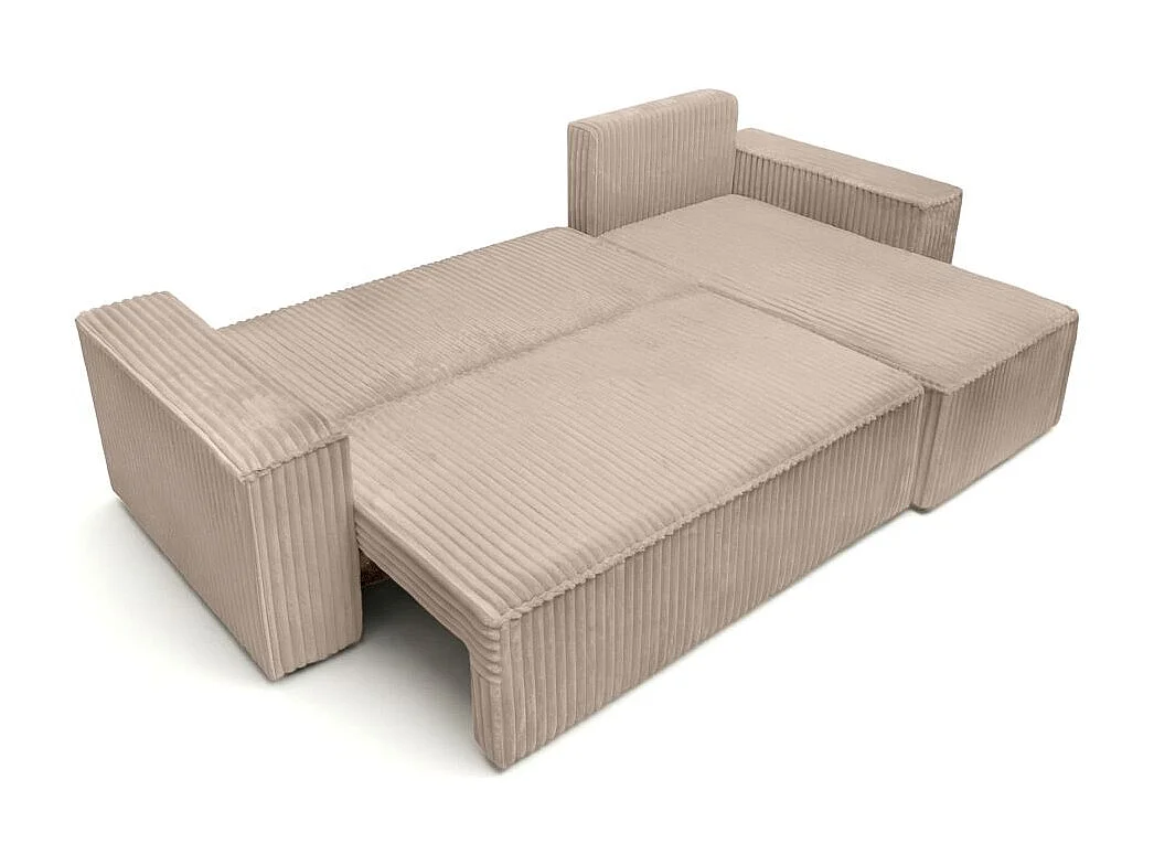 Canapé d'angle convertible 4 places réversible en velours taupe FARAH