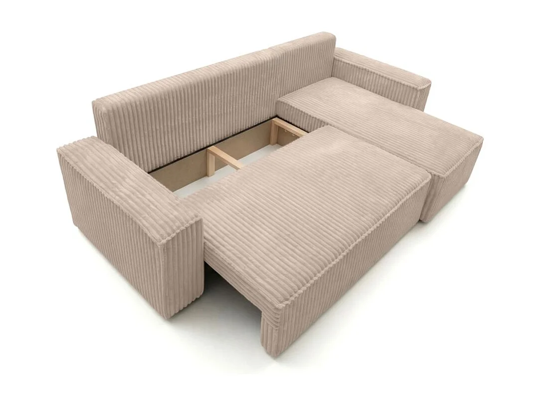Canapé d'angle convertible 4 places réversible en velours taupe FARAH