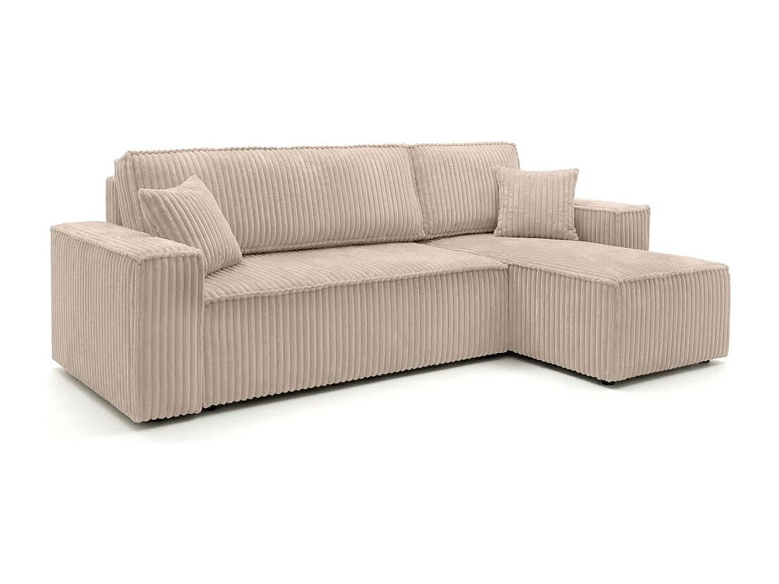 Canapé d'angle convertible 4 places réversible en velours taupe FARAH