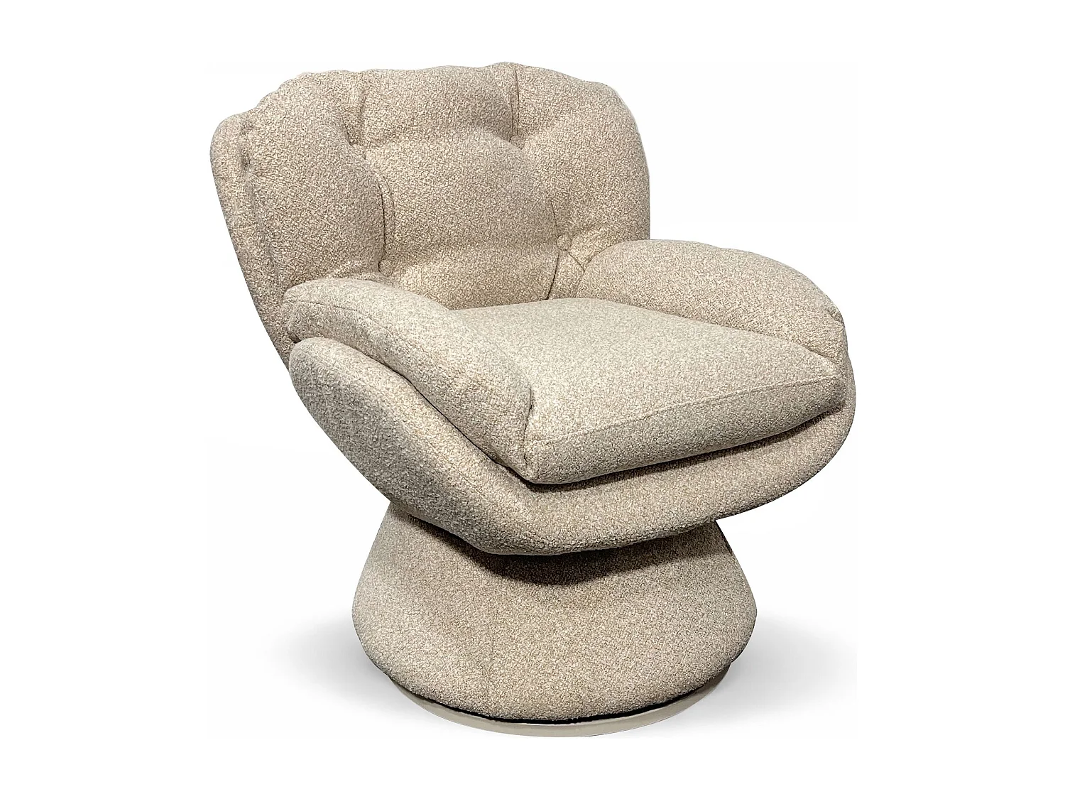 Now's Home - Fauteuil Pivotant En Tissu Chiné Beige 74x61x70cm Gustave