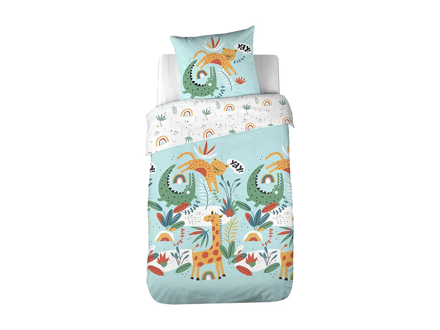 Juego de cama de algodón reversible estampado sabana/arcoíris, 140cm