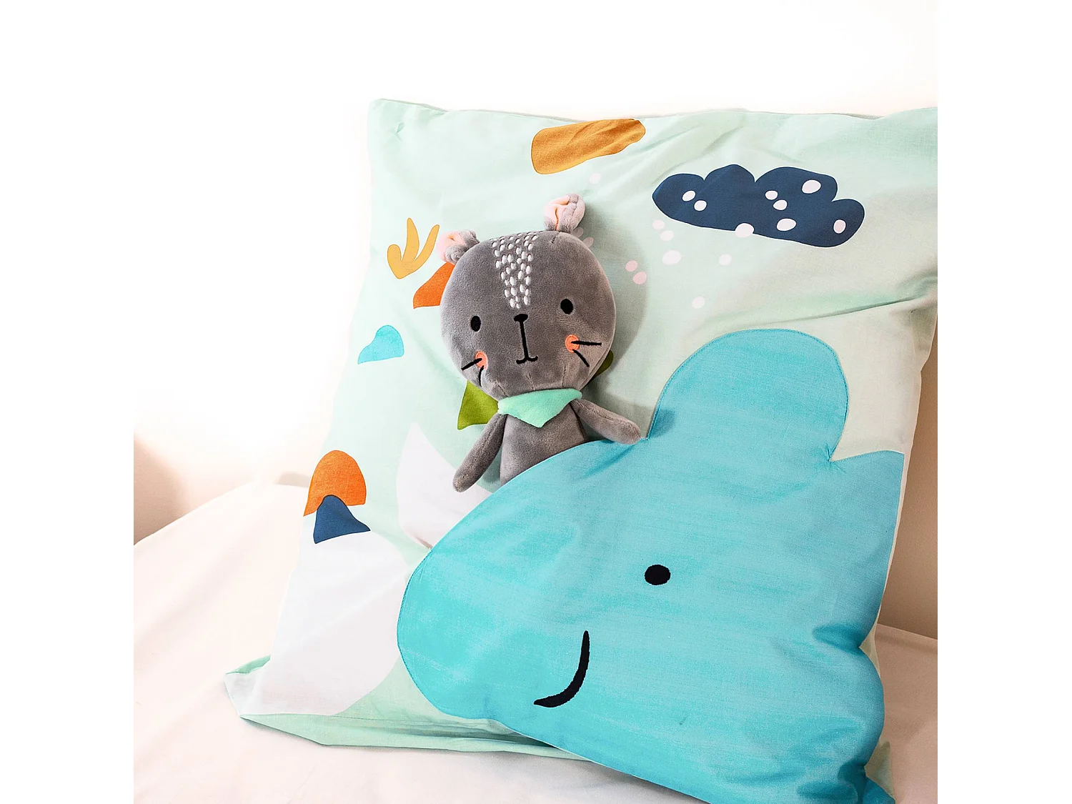 Set biancheria da letto in cotone reversibile stampata con dinosauri