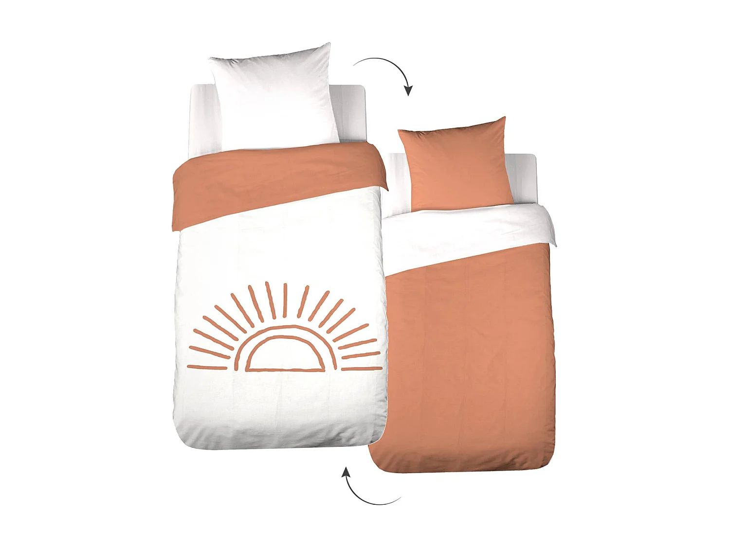 Set biancheria da letto in cotone reversibile stampato sole