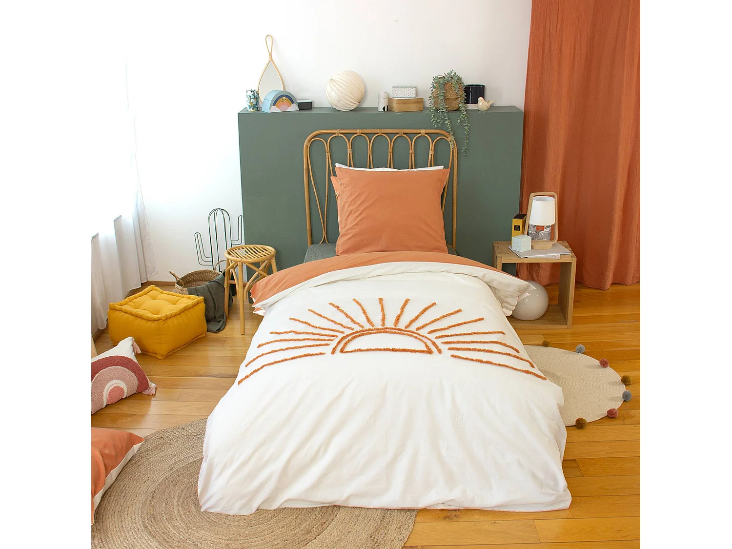 Set biancheria da letto in cotone reversibile stampato sole