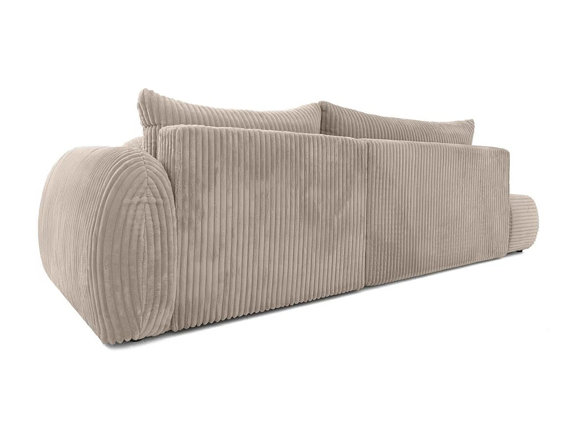 Canapé d'angle droit convertible 5 places en velours côtelé taupe FABIO