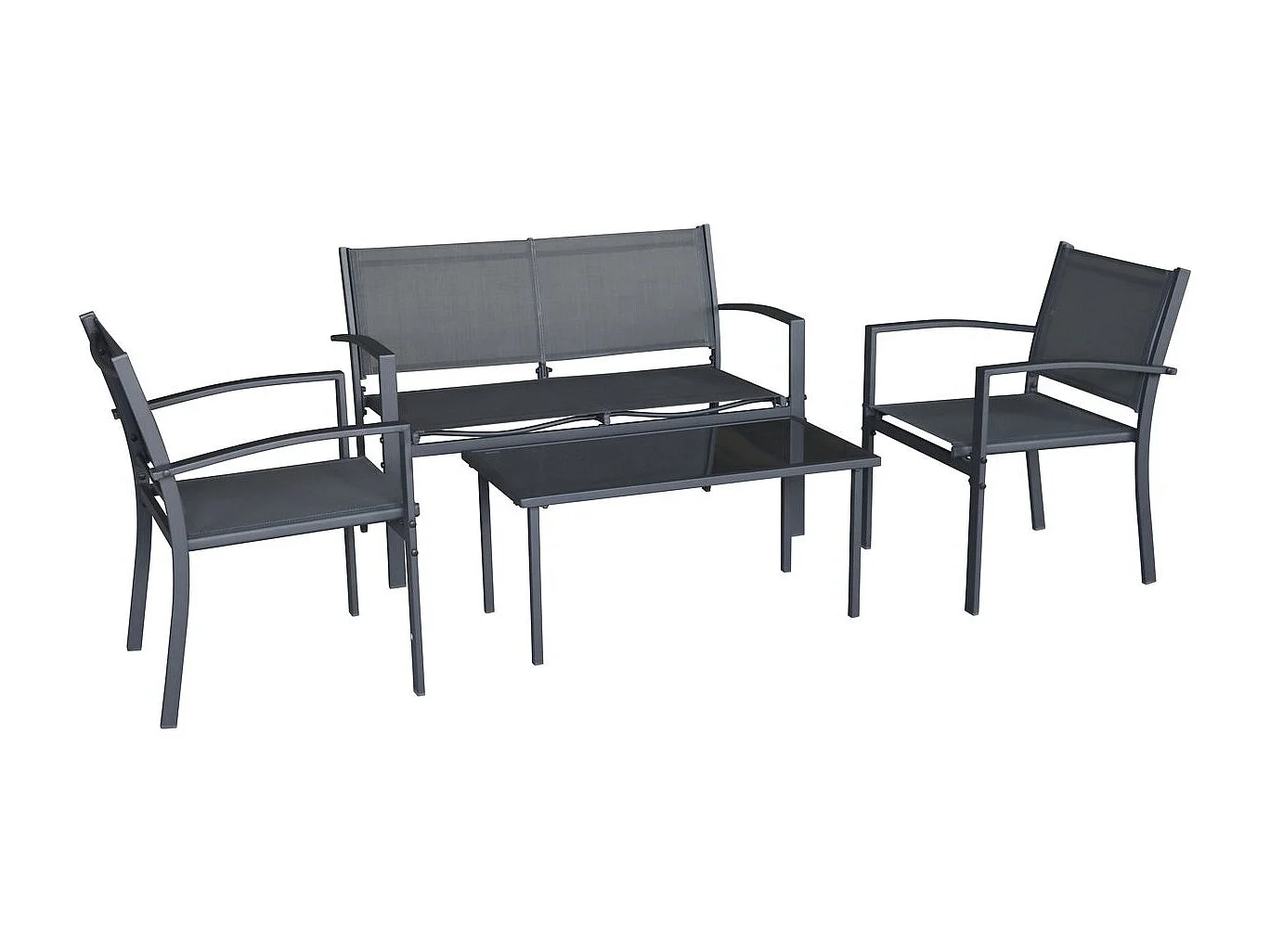 Set di mobili da giardino in metallo "Lino II" - 4 posti - Nero