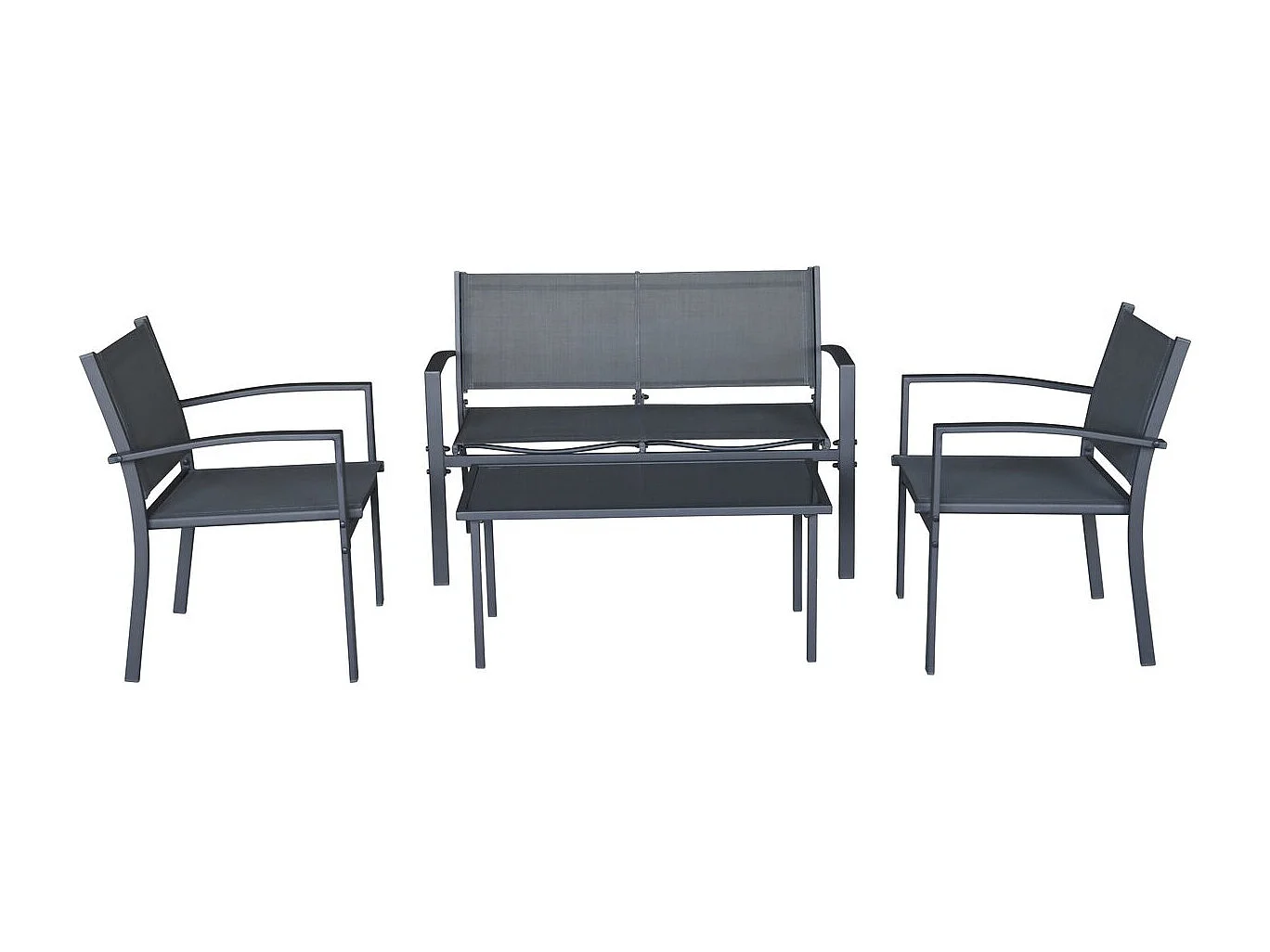 Set di mobili da giardino in metallo "Lino II" - 4 posti - Nero