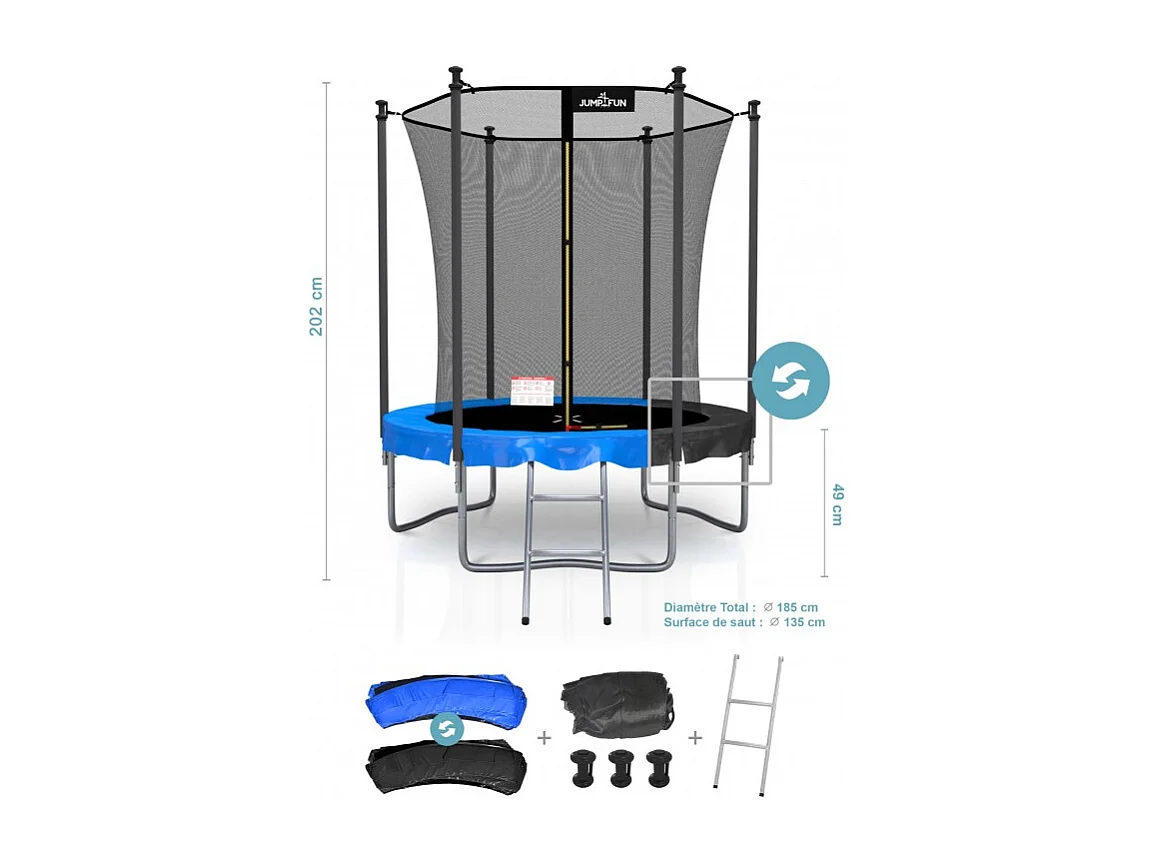 Trampoline extérieur Classique ø185 cm- 6FT- Inclus Filet multi- jeux