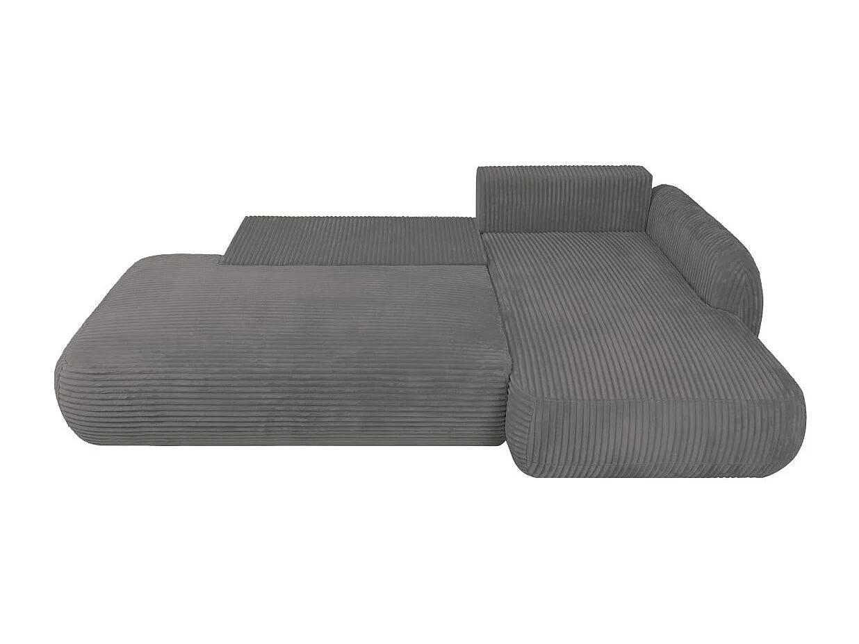 Canapé d'angle droit convertible 5 places en velours côtelé gris anthracite FABIO