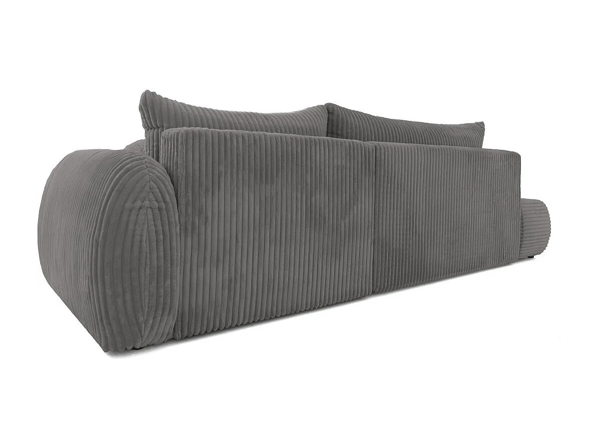 Canapé d'angle droit convertible 5 places en velours côtelé gris anthracite FABIO