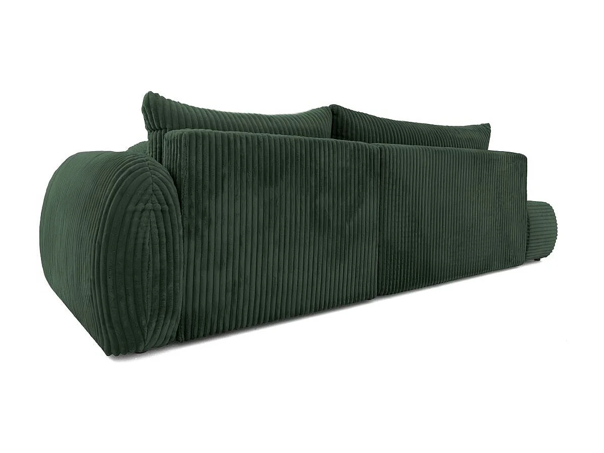 Canapé d'angle droit convertible 5 places en velours côtelé vert FABIO