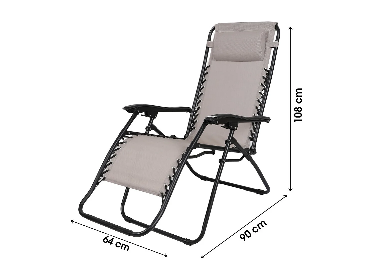 Fauteuil relax d'extérieur – 90x108x64 cm – Taupe – Confort et élégance