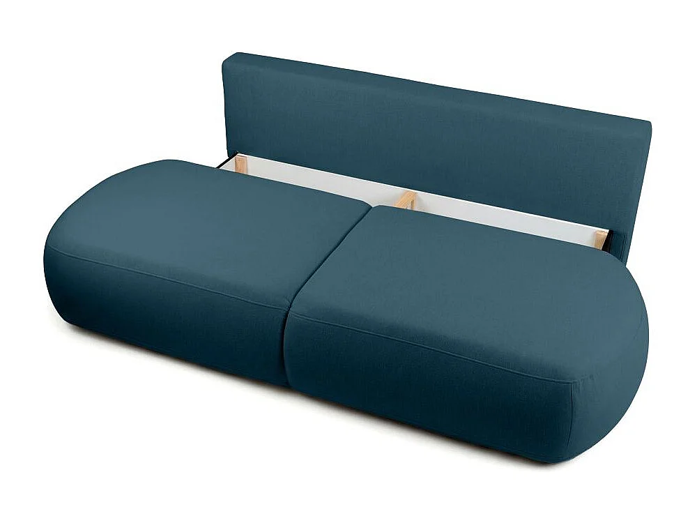 Canapé convertible 4 places en tissu texturé bleu FABIO