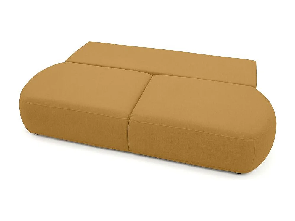 Canapé convertible 4 places en tissu texturé jaune FABIO